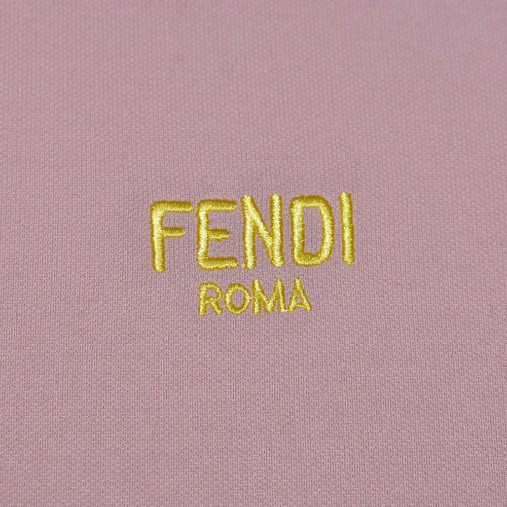 Fendi Roma Embroidered logo Pink Polo T-shirt-thumb-3