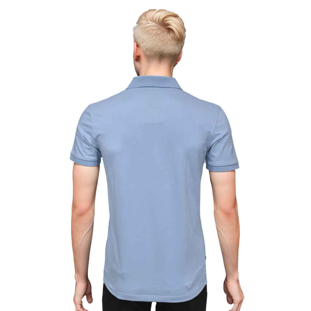Fendi Roma Embroidered logo Sky Blue Polo T-shirt-thumb-1