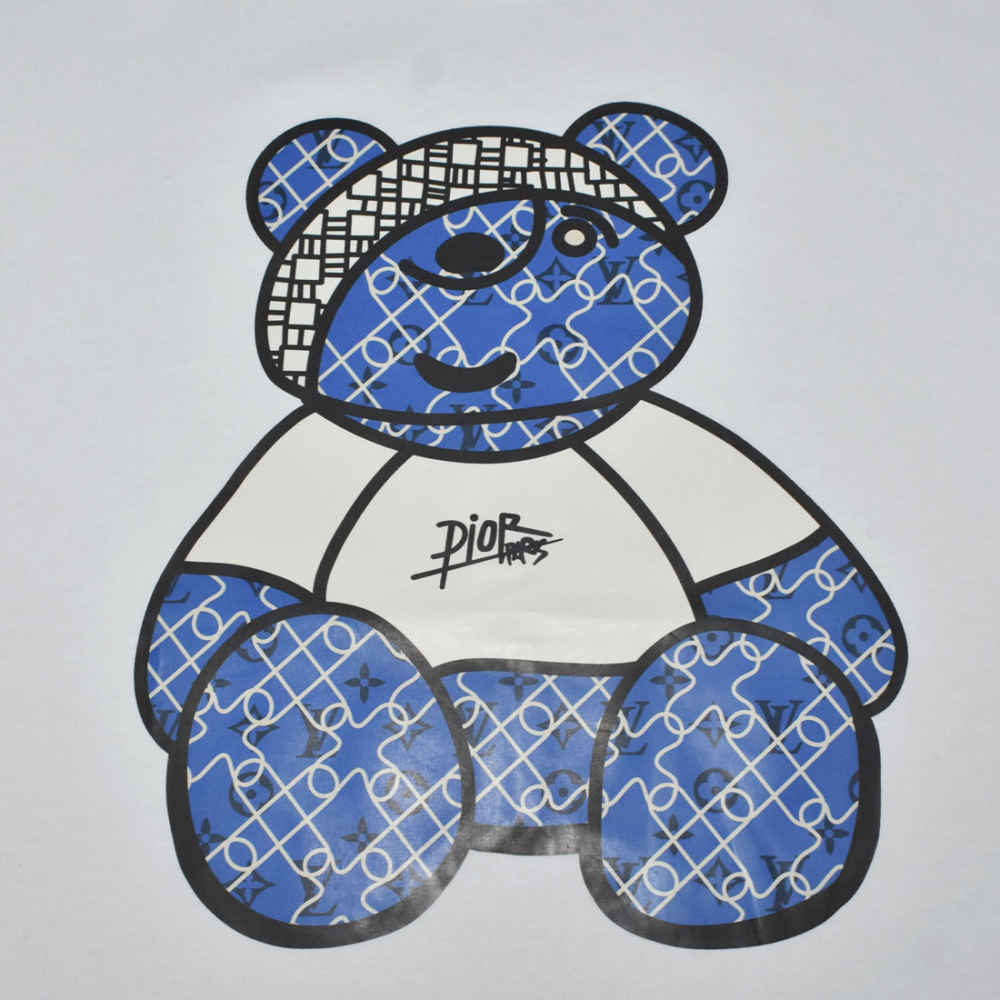 Dior Teddy Print White Premium Quality T-shirt-3