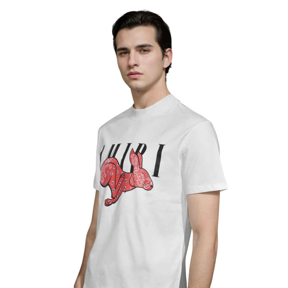 Amiri Rabbit Print White Premium T-shirt-thumb-2
