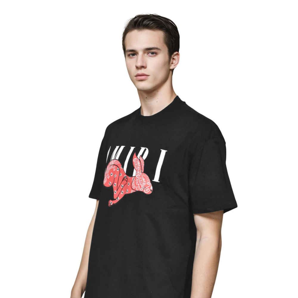 Amiri Rabbit Print Black Premium T-shirt-thumb-2