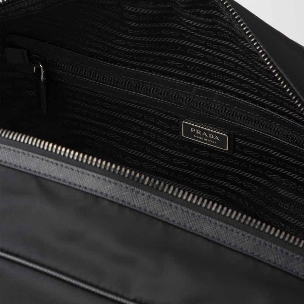 Prada Black Premium Re-Nylon and Saffiano Leather Duffel bag-4