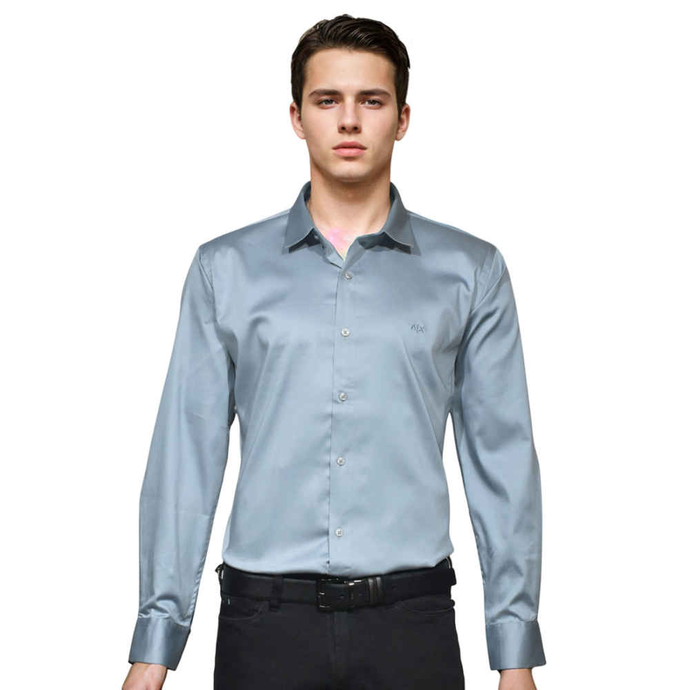 Armani Exchange Misty Blue Premium Quality Shirt-thumb-0