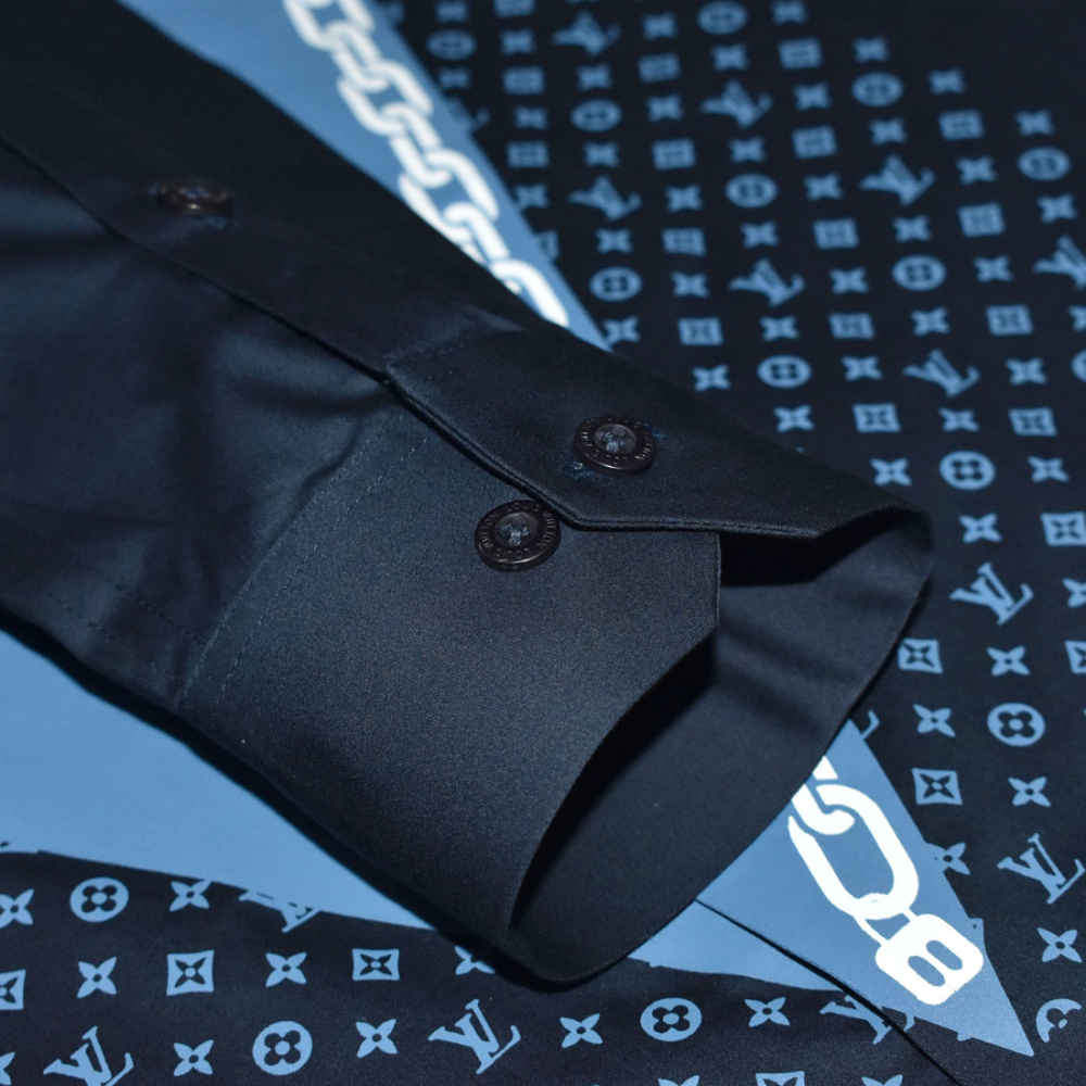 Louis Vuitton Navy Blue Premium Quality Shirt-4