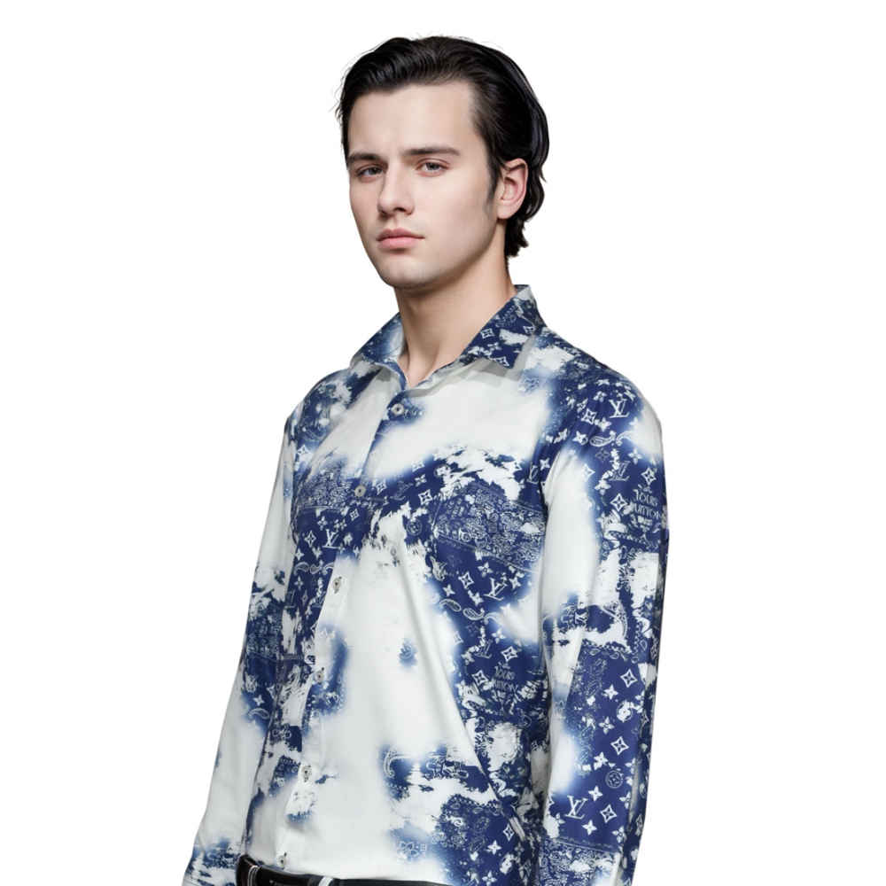 Louis Vuitton White & Blue Premium Quality Shirt-2