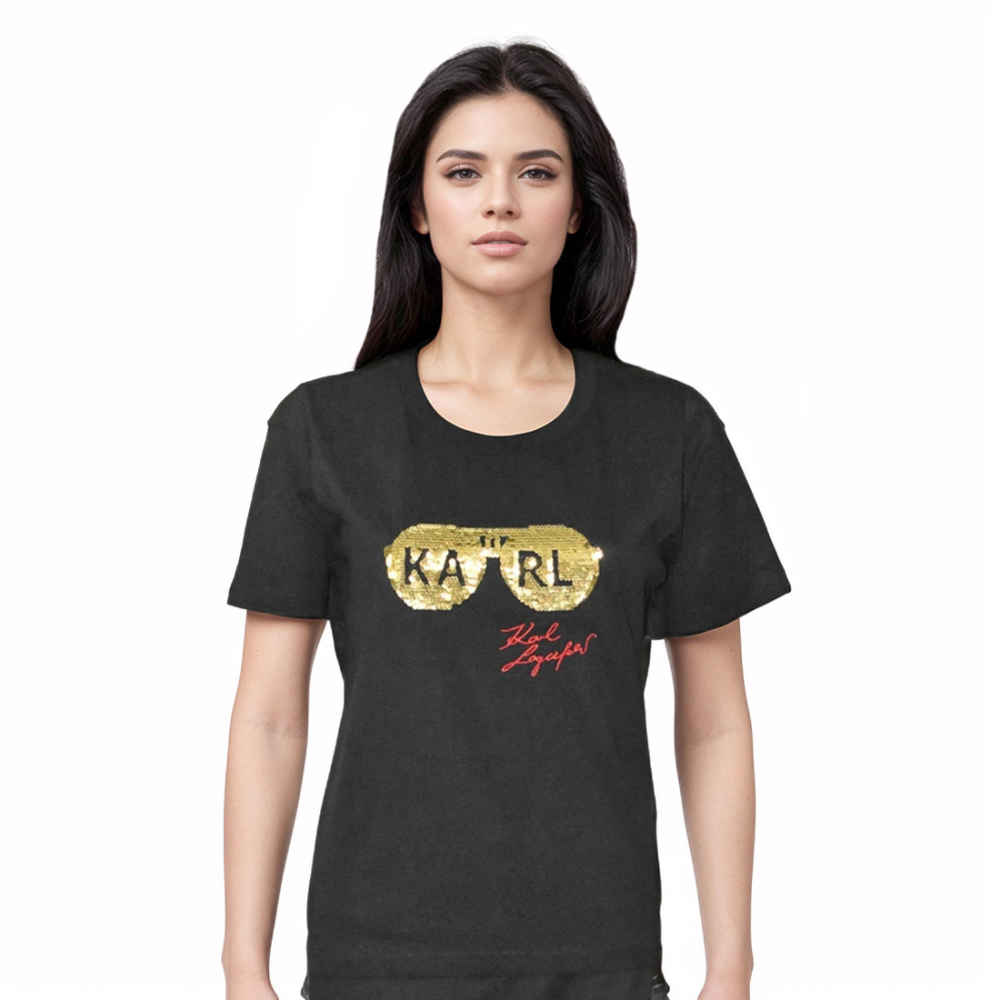 Karl Lagerfeld Black Premium Quality Women T-shirt-thumb-0