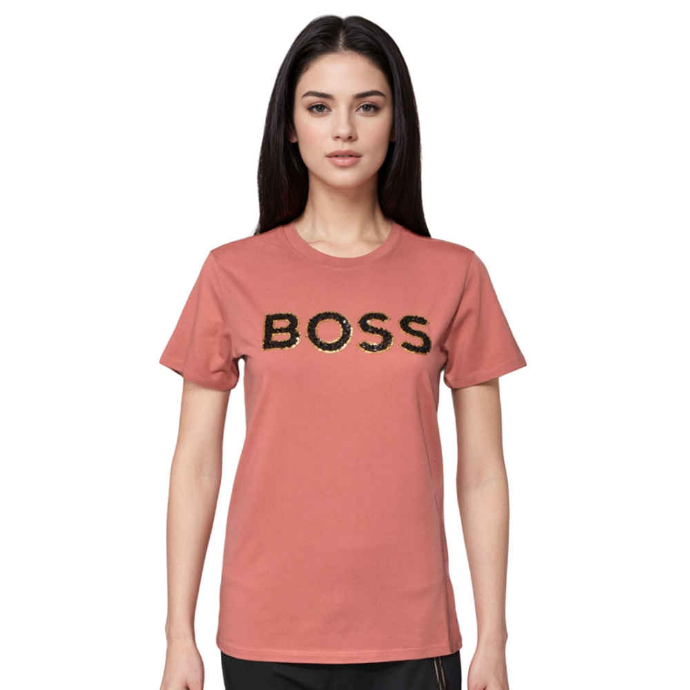 BOSS Coral Pink Premium Quality Women T-shirt-thumb-0