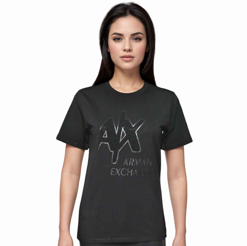 Armani Exchange Black Premium Quality Women T-shirt-thumb-0