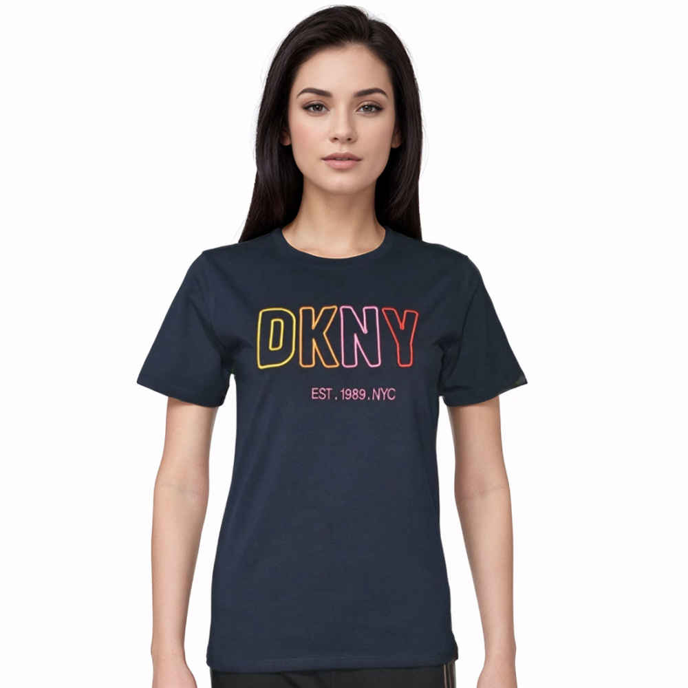 DKNY Dark Blue Premium Quality Women T-shirt-thumb-0