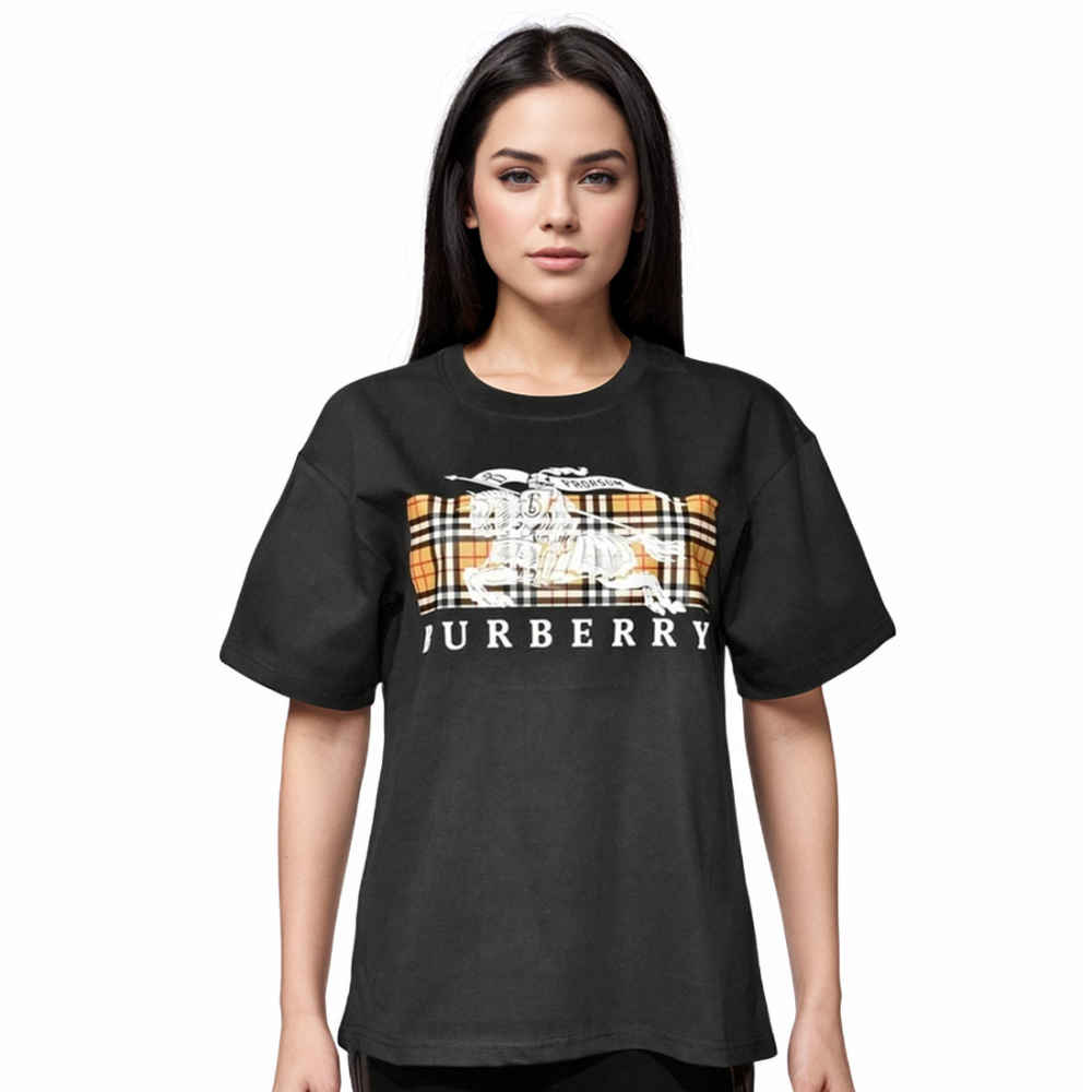Burberry Logo Print Black Women Oversized T-shirt-thumb-0