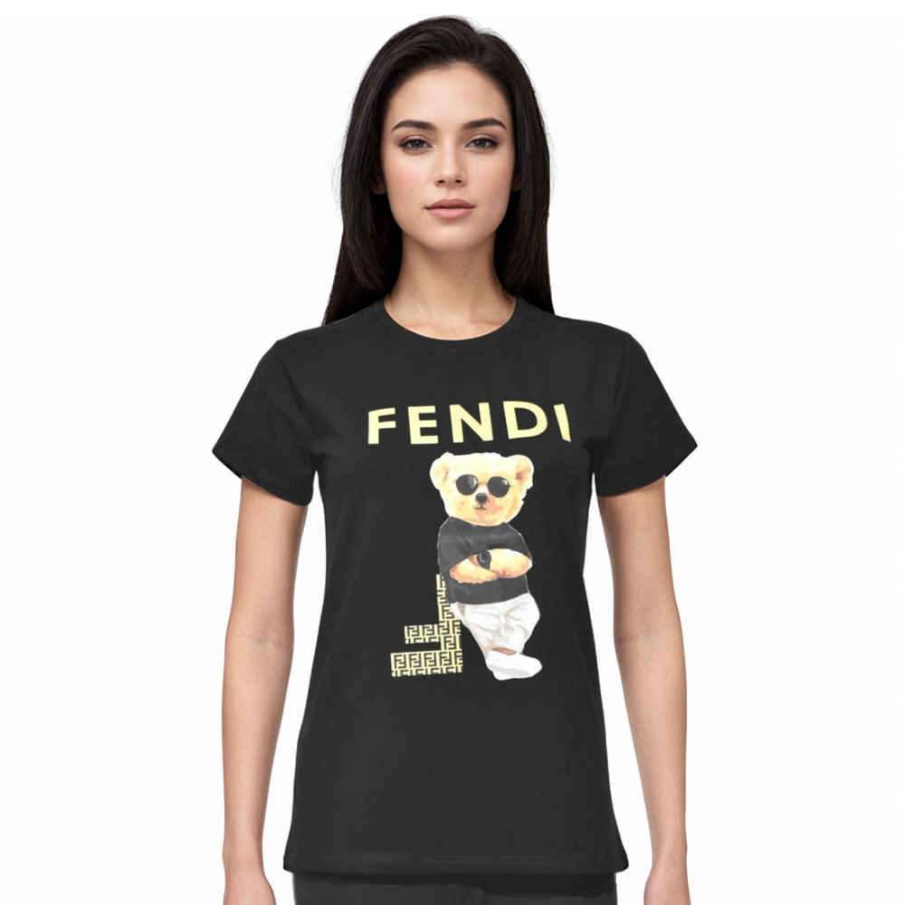 Fendi Crew Neck Black Premium Women T-shirt-thumb-0