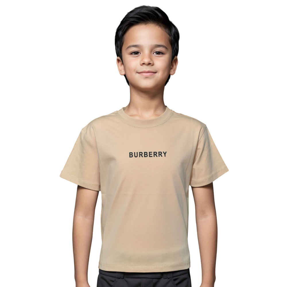 Burberry Logo Print Brown Premium Kids T-shirt-thumb-0