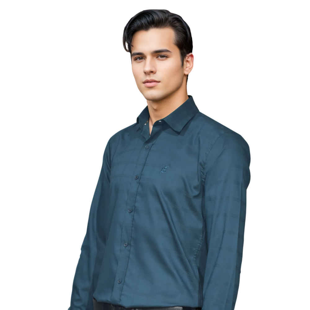 Burberry Dark Teal Blue Premium Quality Shirt-2