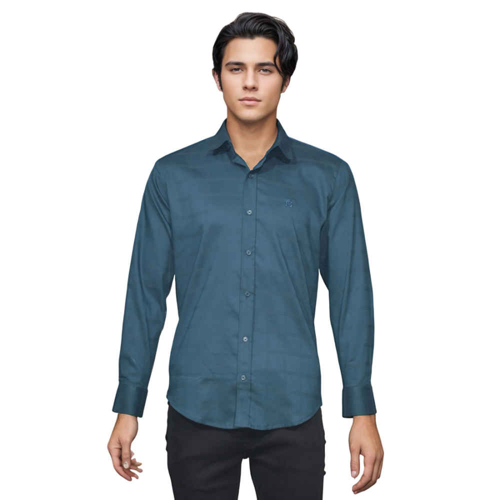 Burberry Dark Teal Blue Premium Quality Shirt-6