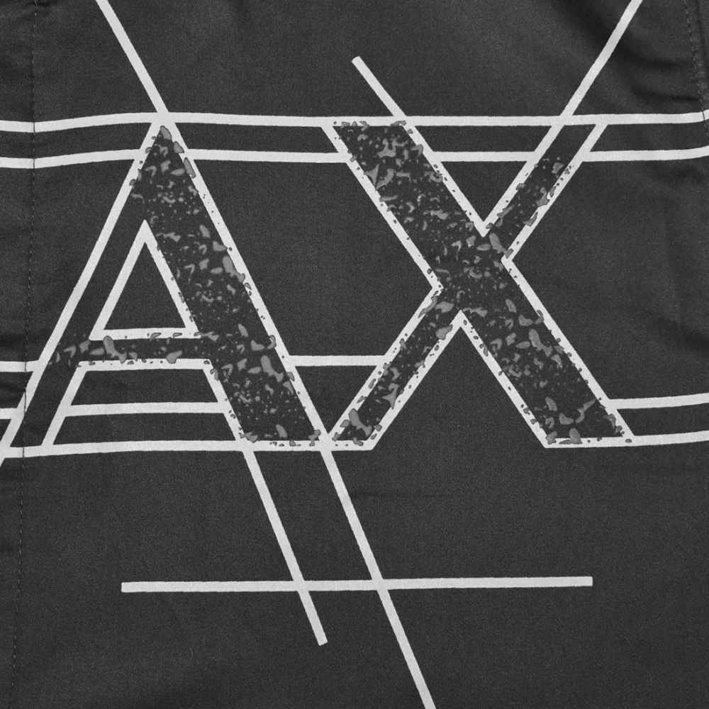 Armani Exchange Black Logo Print Regular Fit Premium Shirt-thumb-3