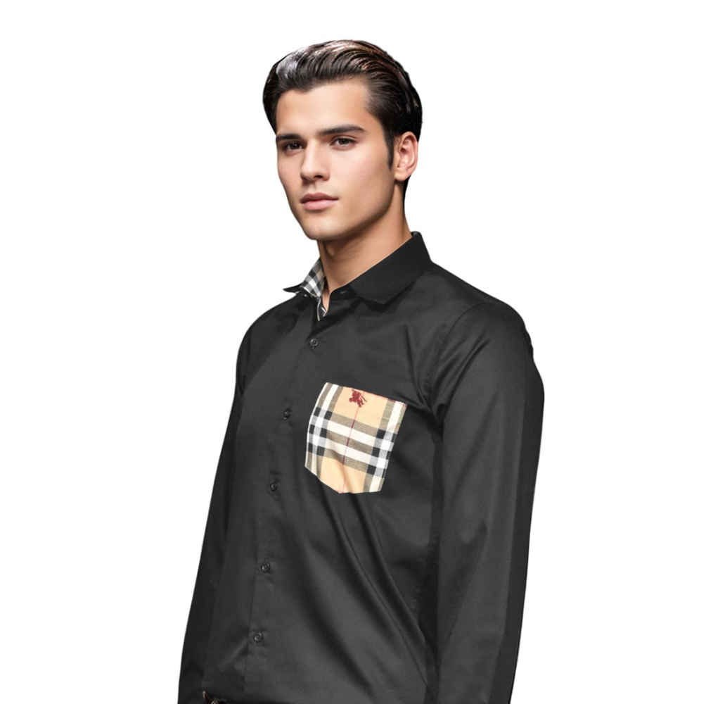 Burberry Black, Pocket Logo Print Premium Quality Shirt-2