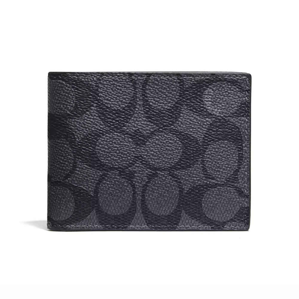 Coach Black Premium Compact Wallet-thumb-0