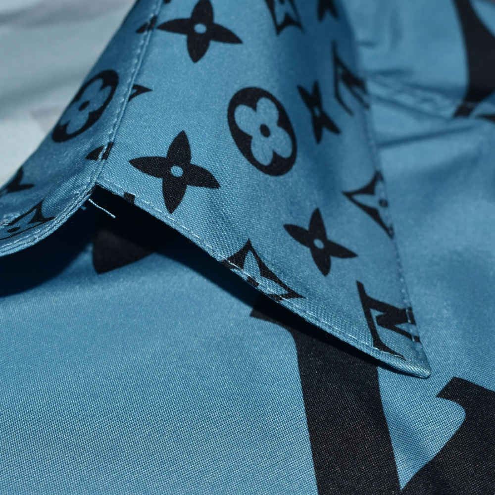 Louis Vuitton Blue Premium Quality Shirt-3