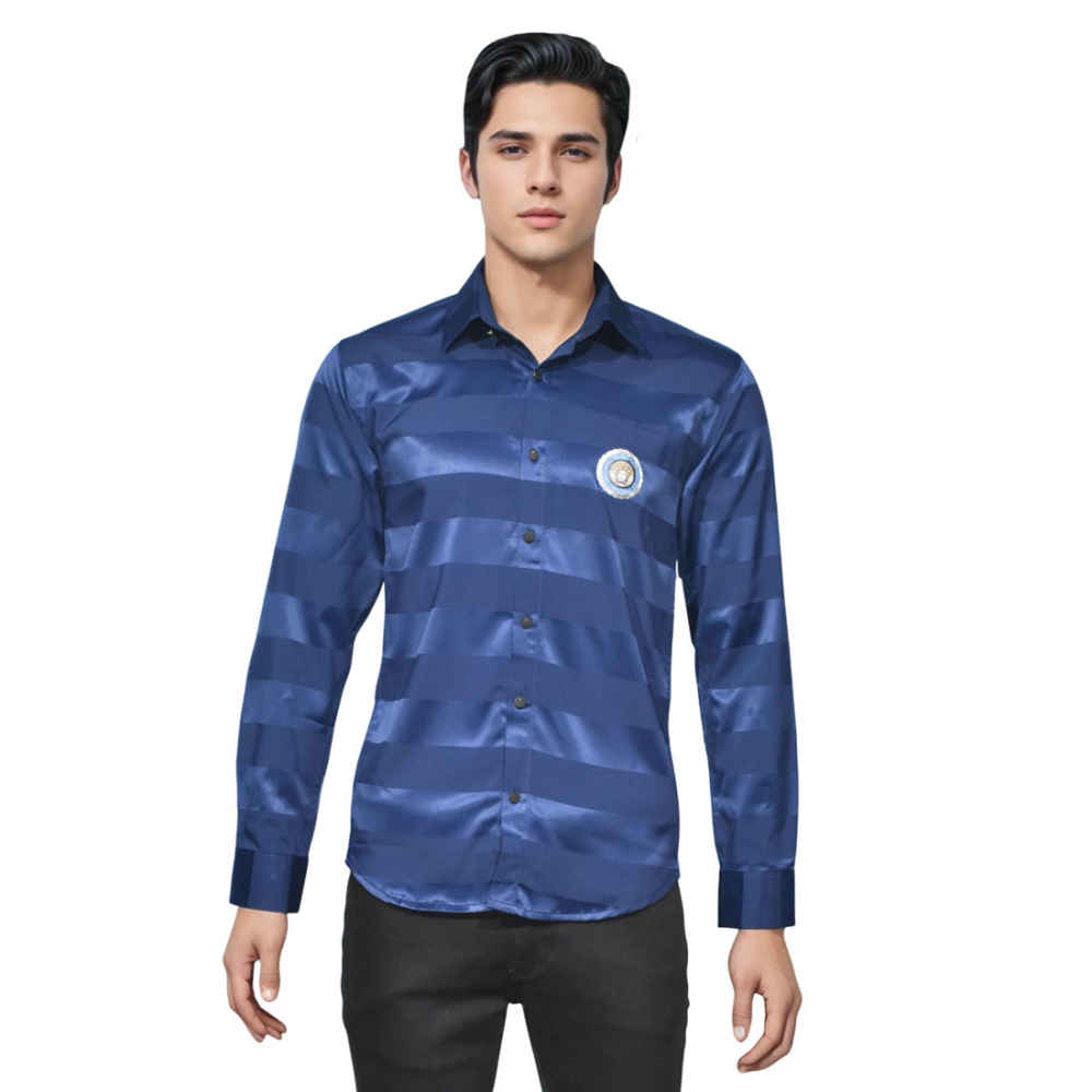 Versace Blue Premium Quality Designer Shirt-thumb-6