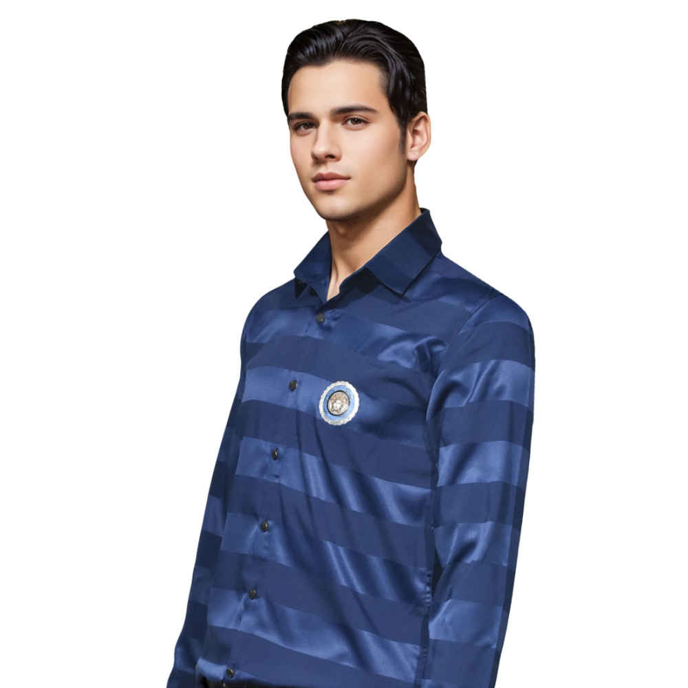 Versace Blue Premium Quality Designer Shirt-thumb-2