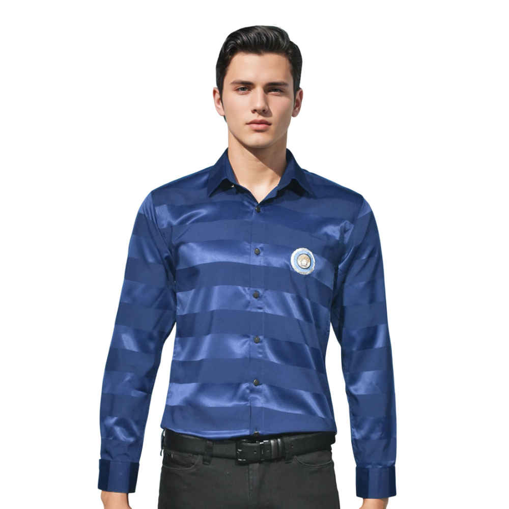 Versace Blue Premium Quality Designer Shirt-thumb-0