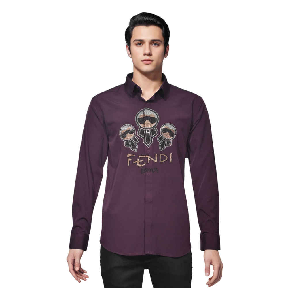 Fendi Wine Premium Quality Designer Shirt-6