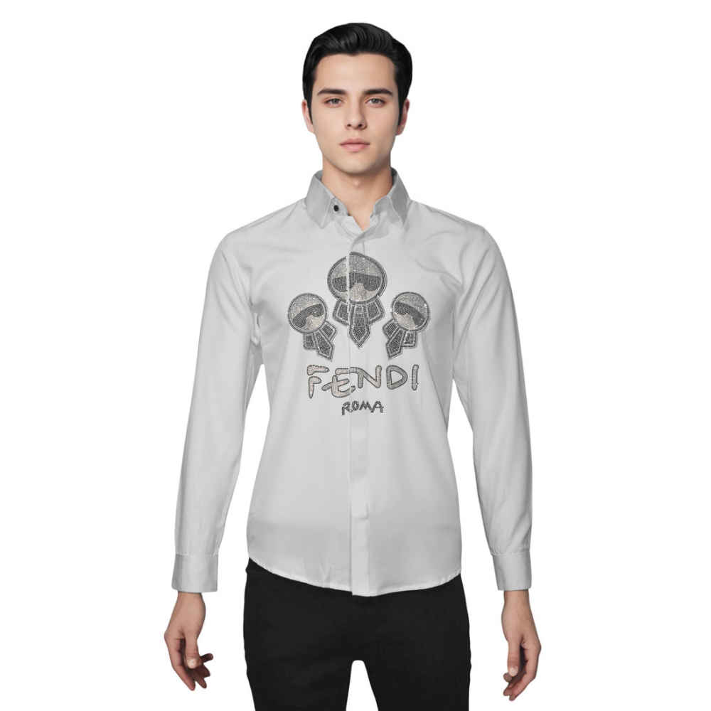 Fendi White Premium Quality Designer Shirt-thumb-6