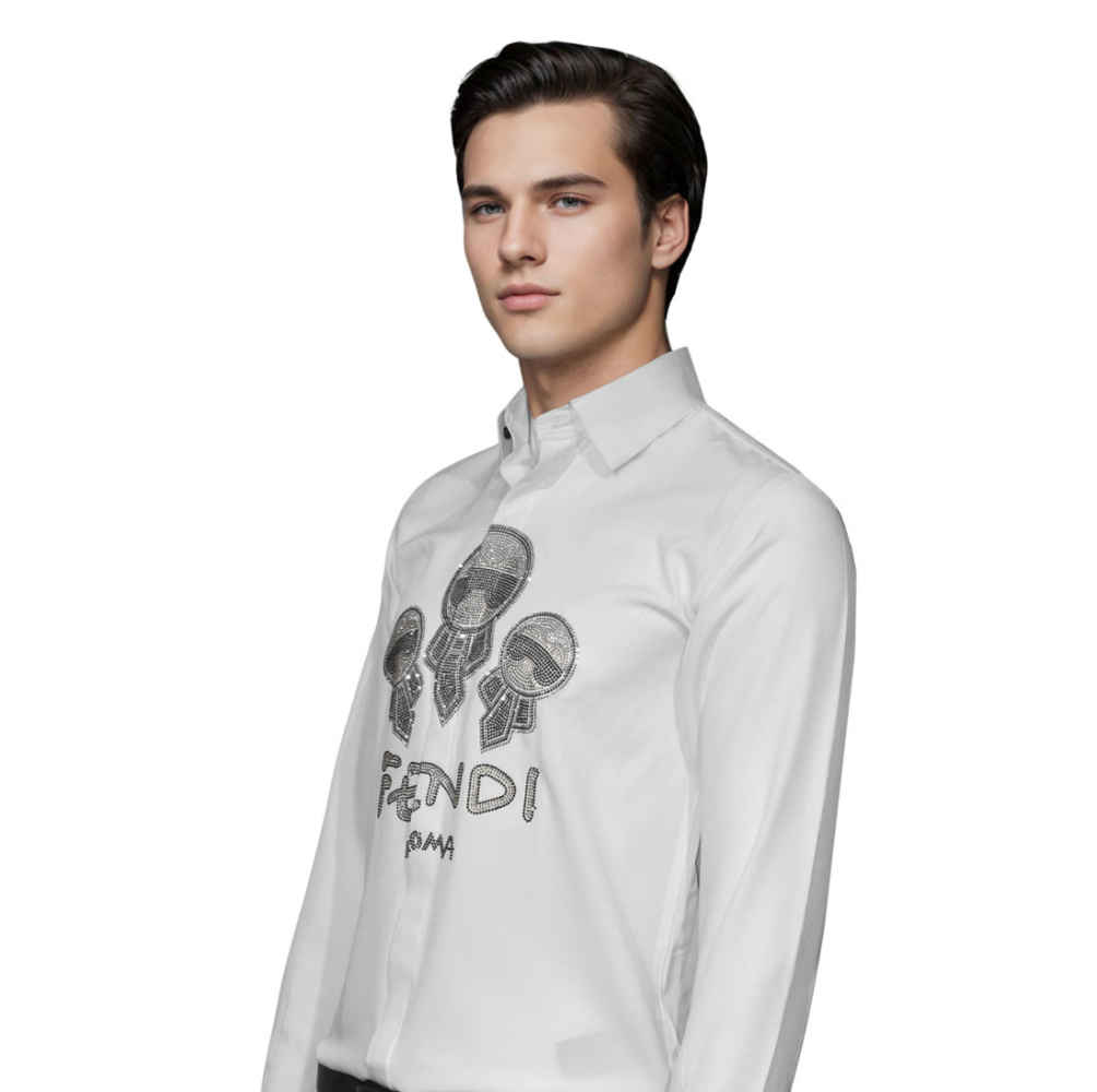 Fendi White Premium Quality Designer Shirt-thumb-2