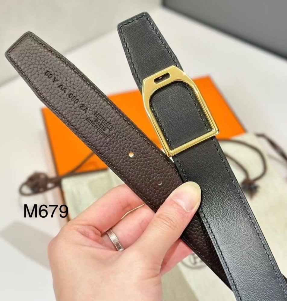 Hermes Golden Premium Quality Leather Belt-thumb-0