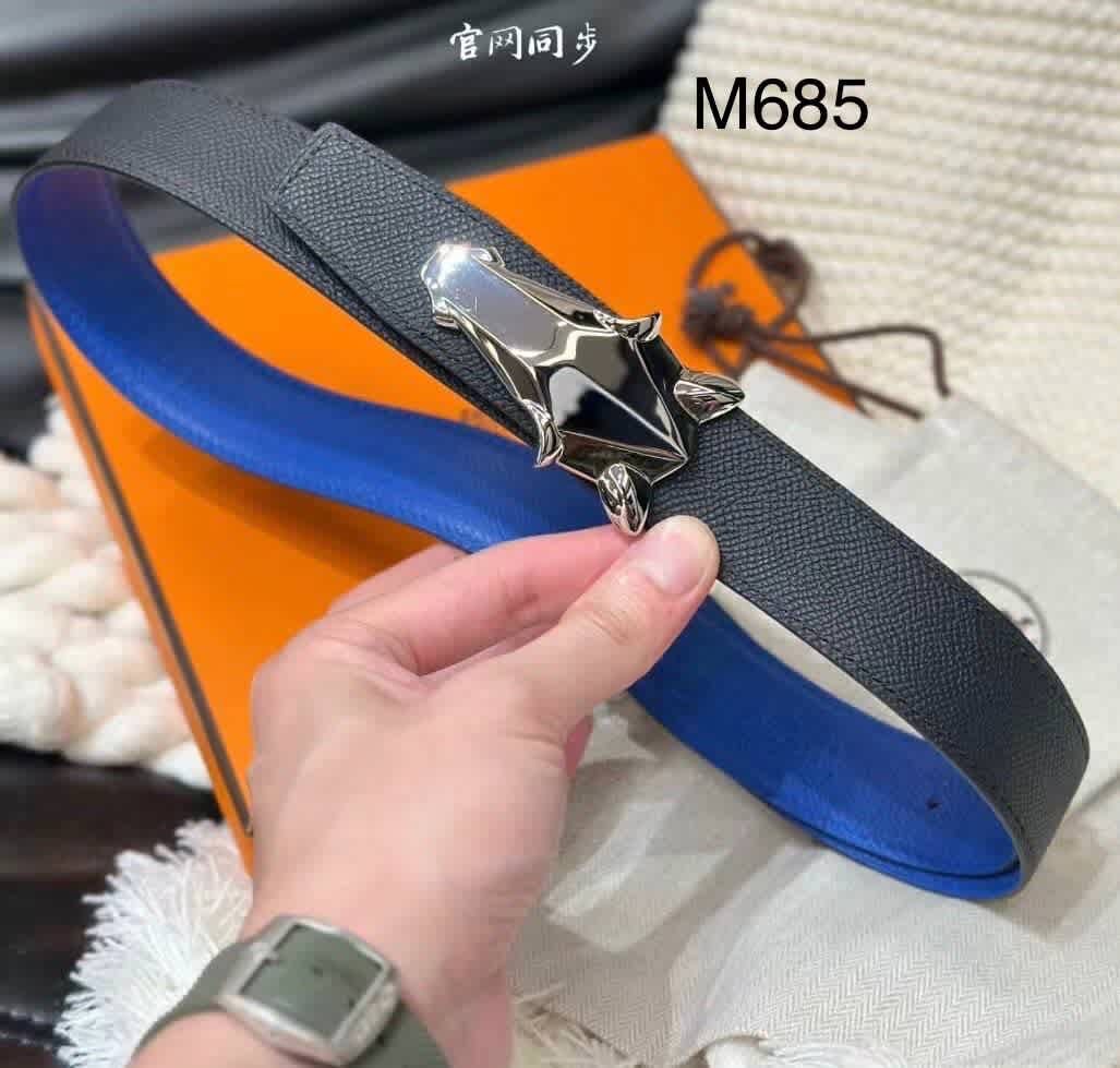 Hermes Black & Blue Premium Quality Leather Belt-thumb-0