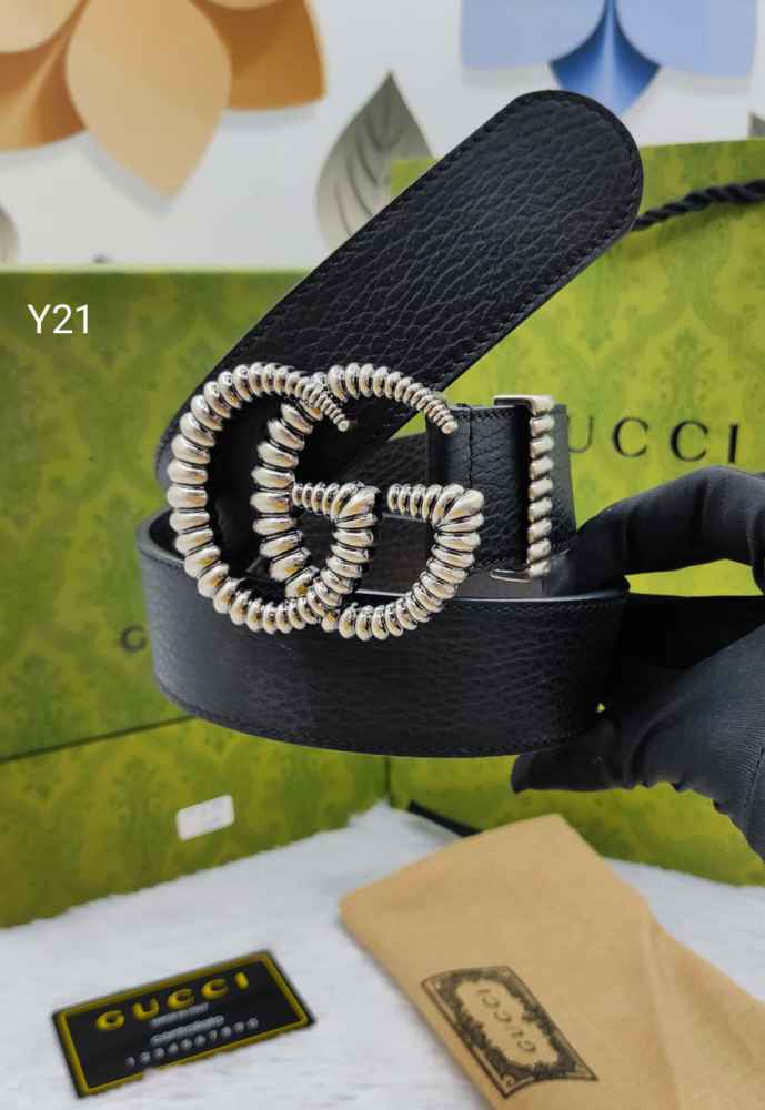 Gucci Silver Premium Quality Leather Belt-thumb-0