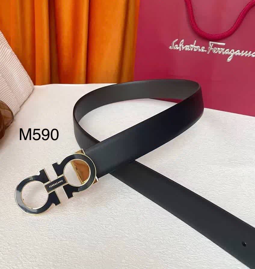 Salvatore Ferragamo Golden Premium Quality Leather Belt-thumb-0