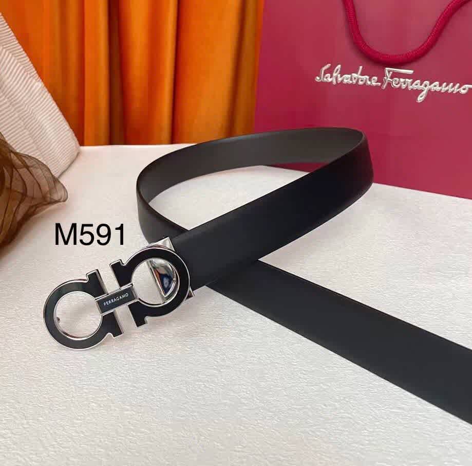 Salvatore Ferragamo Silver Premium Quality Leather Belt-thumb-0