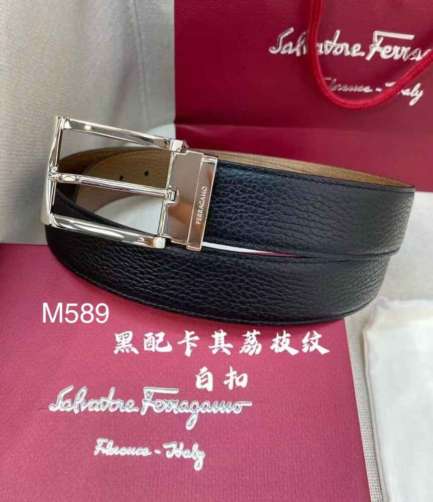 Salvatore Ferragamo Silver Premium Quality Leather Belt-thumb-0