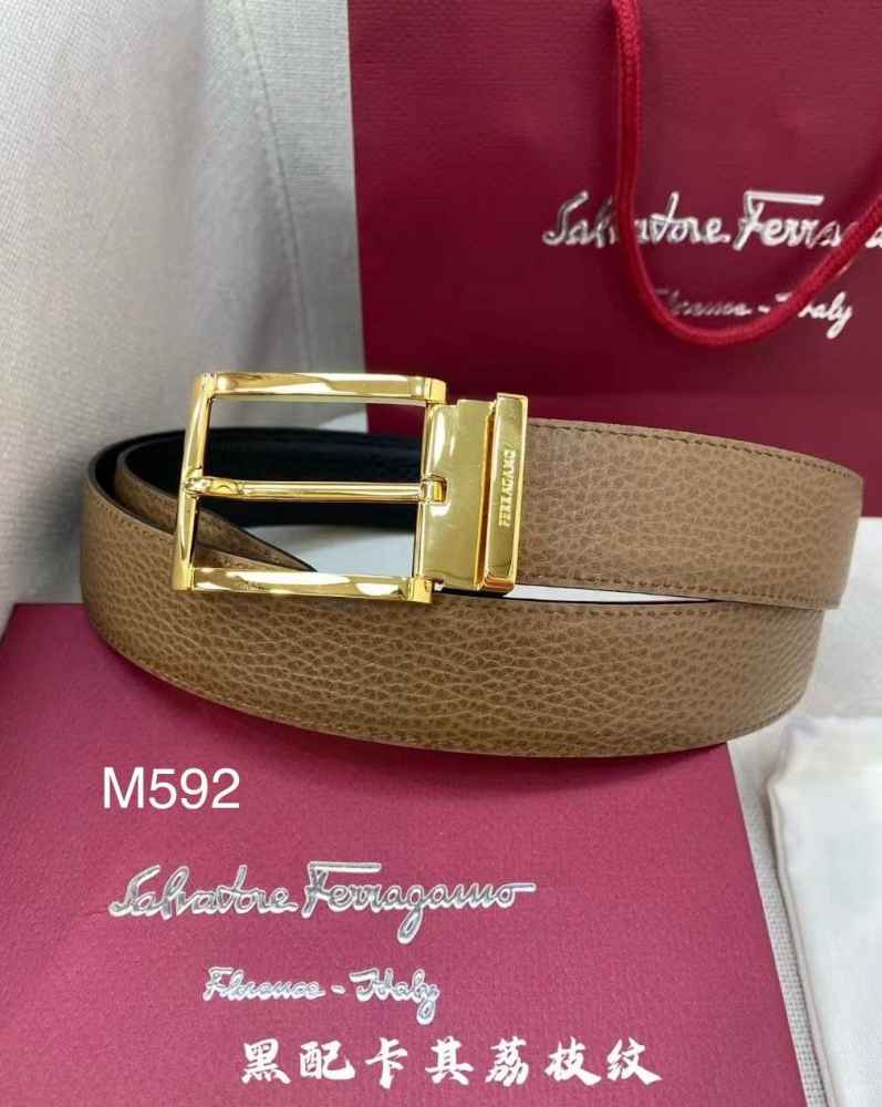 Salvatore Ferragamo Golden Premium Quality Leather Belt-thumb-0