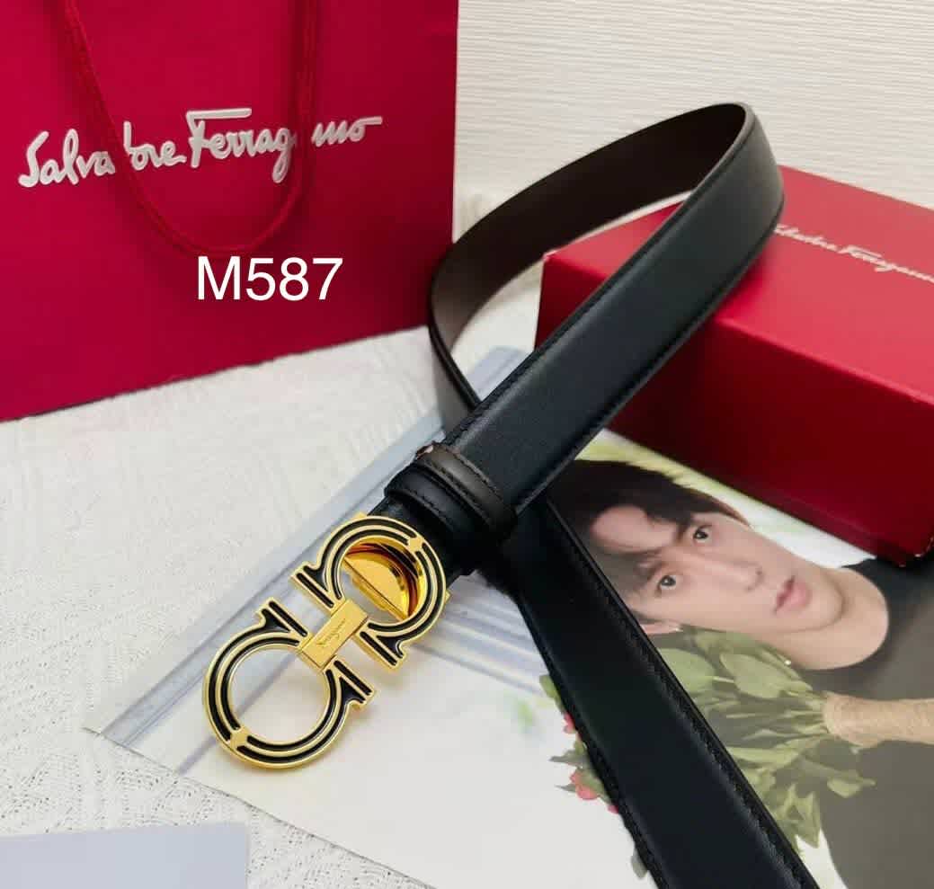 Salvatore Ferragamo Golden Premium Quality Leather Belt-thumb-0