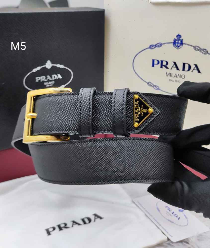 Prada Black Premium Quality Leather Belt-thumb-0