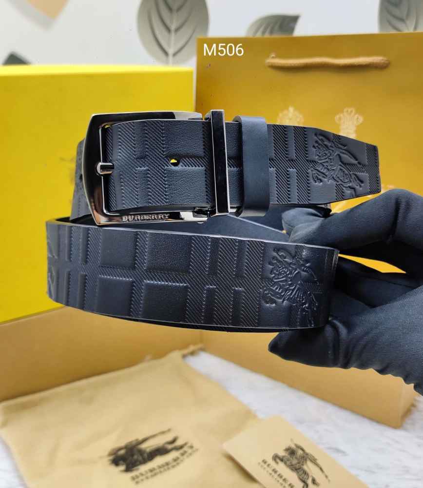 Burberry Silver Premium Quality Leather Belt-thumb-0