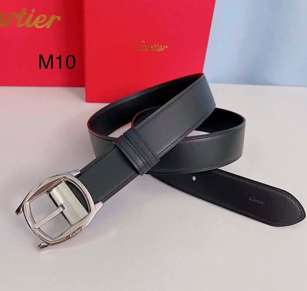 Cartier Silver Premium Quality Leather Belt-thumb-0