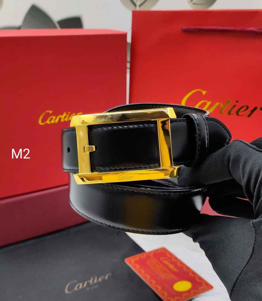 Cartier Black&Golden Premium Quality Leather Belt-thumb-0