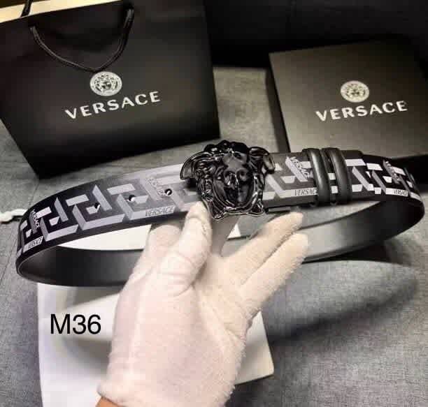 Versace Black Premium Quality Leather Belt-thumb-0