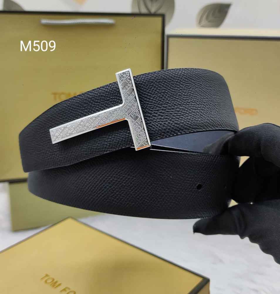 Tom Ford Silver Premium Quality Leather Belt-thumb-0