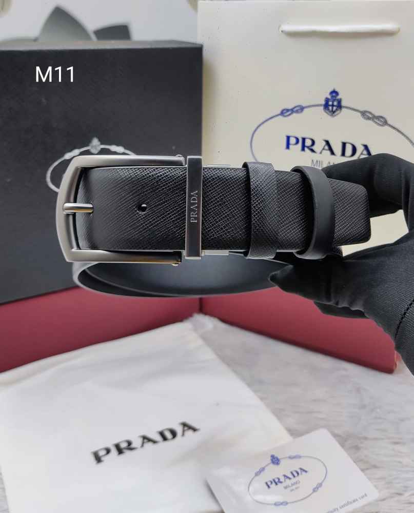 Prada Silver Premium Quality Leather Belt-thumb-0
