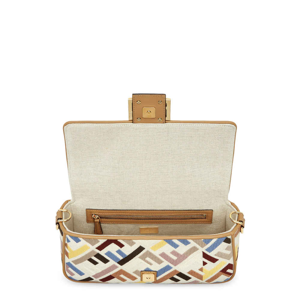 Fendi Baguette FF embroidery Multicolor canvas bag-3
