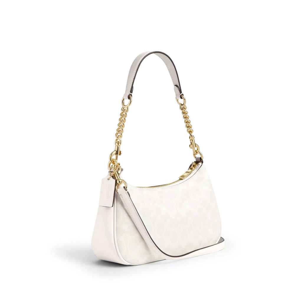 Coach Teri Signature Canvas White Shoulder Bag-1