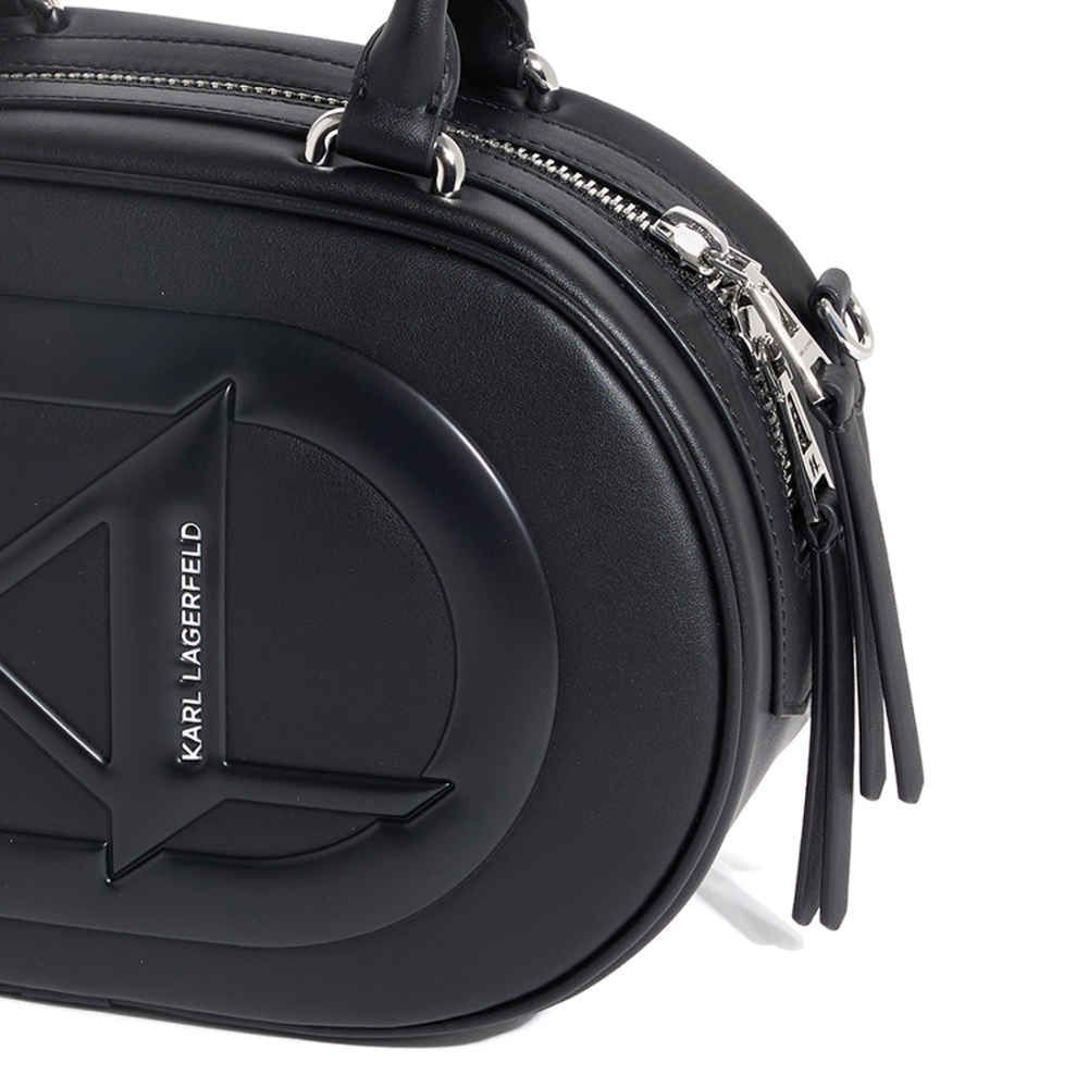 Karl Lagerfeld Textured Logo Detail Black Crossbody Bag-2