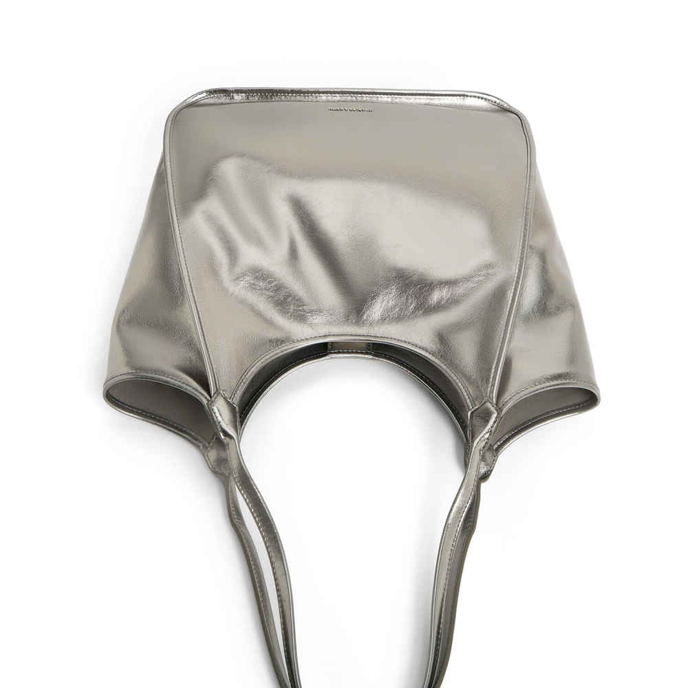 Charles & Keith Sianna Crinkle-Effect Slouchy Grey Tote Bag-3