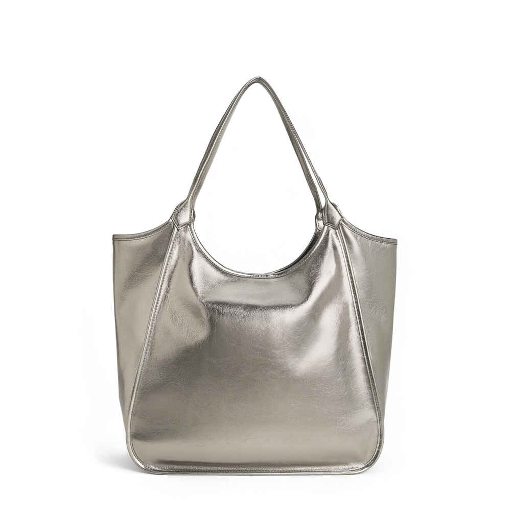 Charles & Keith Sianna Crinkle-Effect Slouchy Grey Tote Bag-1