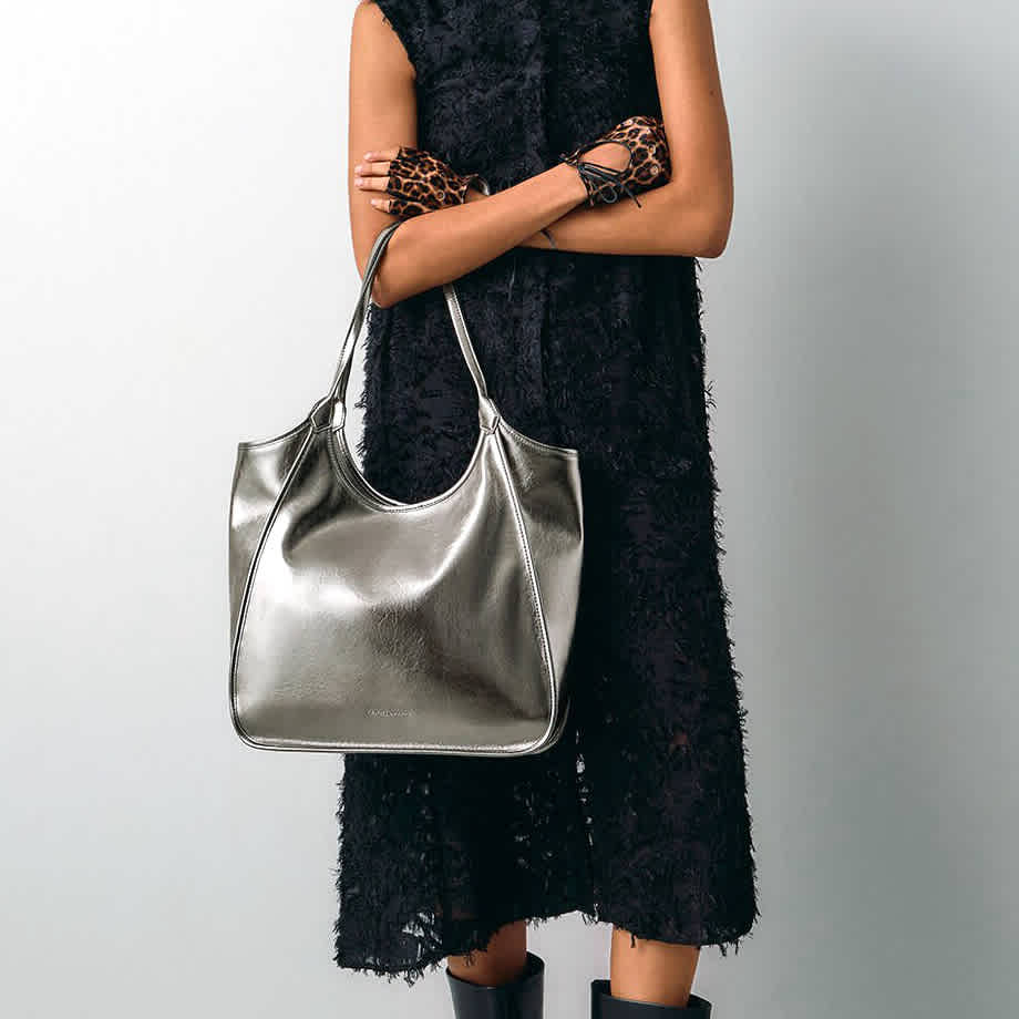 Charles & Keith Sianna Crinkle-Effect Slouchy Grey Tote Bag-6