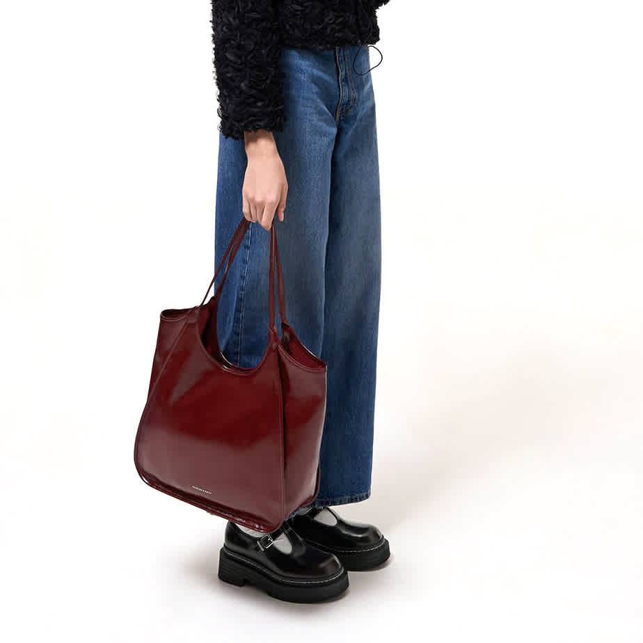 Charles & Keith Sianna Crinkle-Effect Slouchy Brown Tote Bag-thumb-6